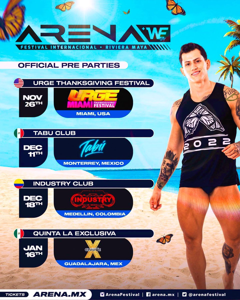 arenafestival's tweet photo. #Miami 🇺🇸 , #Monterrey 🇲🇽 , #Medellin 🇨🇴 &amp; #Guadalajara 🇲🇽 are some of the cities confirmed so far for our Pre-parties tour🌎. We can’t wait to see all our friends and these amazing cities! 

#Arena22 #ArenaFestival #ArenaWeFestival #WeParty #arenamemories #Arena10anniversary https://t.co/5Pf1DngeD3