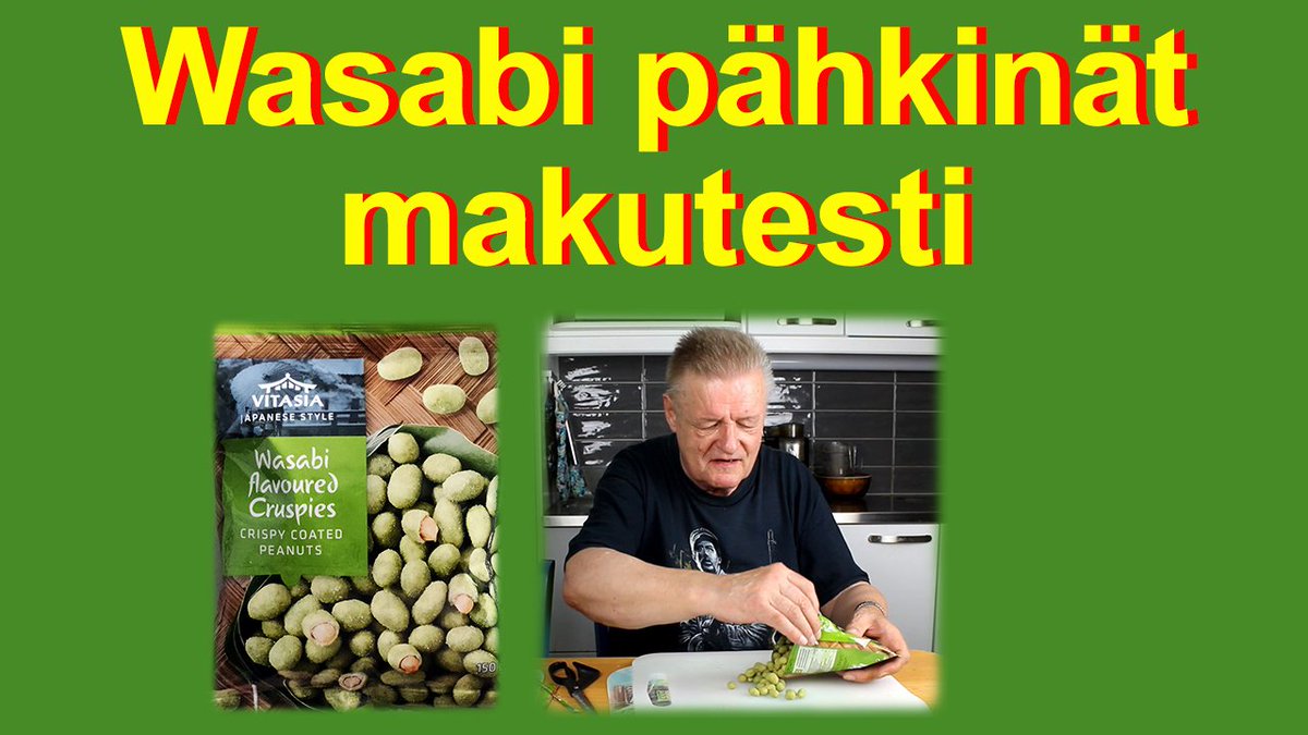 Makutestissä wasabipähkinät
Maistetaanpa japanilais tyyppisiä wasabipähkinöitä.

youtu.be/ulMckZkvSXg

#makutesti  #pähkinä  #peanuts  #wasabi  #wasabipähkinä #YouTube #YouTuber
#YouTubers #youtubechannel