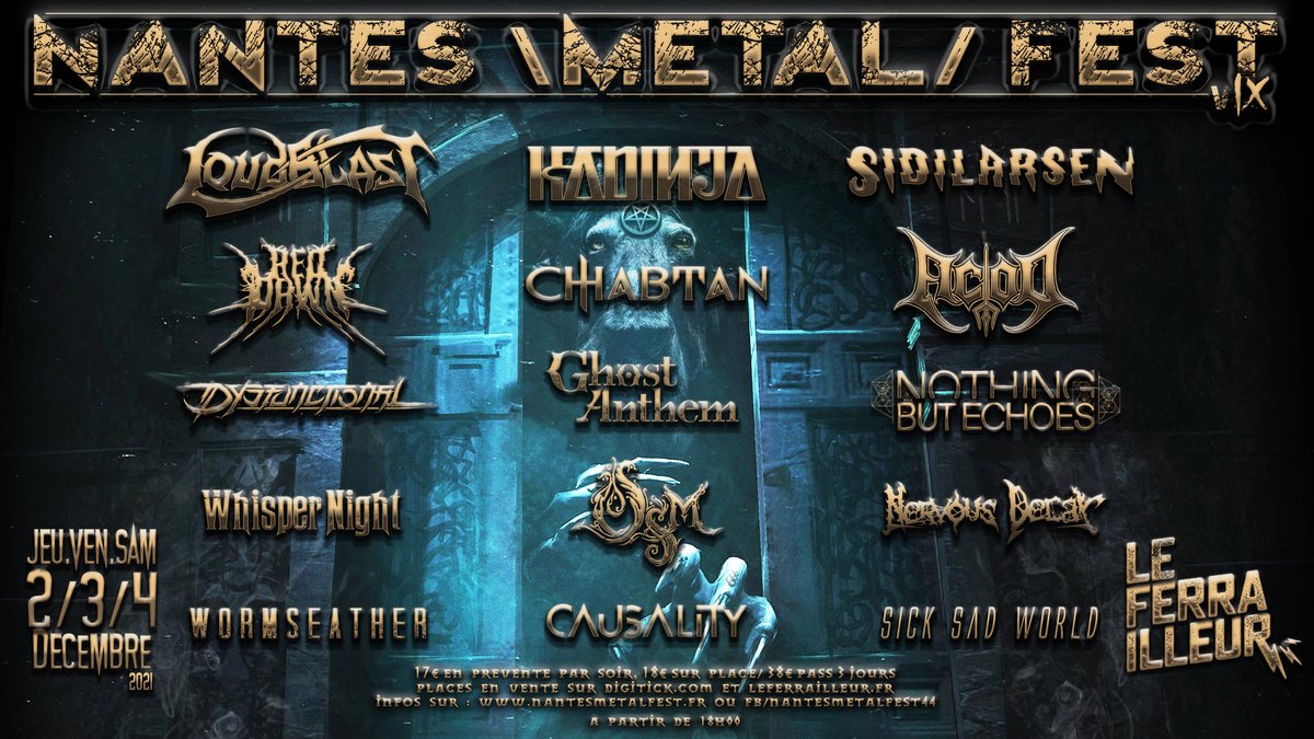 Point ticket #NantesMetalFest 🎟 Le festival débute la semaine prochaine et il reste encore pas mal de préventes pour jeudi et vendredi, mais ne tardez pas trop ! On compte sur vous ! 

▪ Jeu : bit.ly/NmFJeud2021 
▪ Ven : bit.ly/VenNmF2021