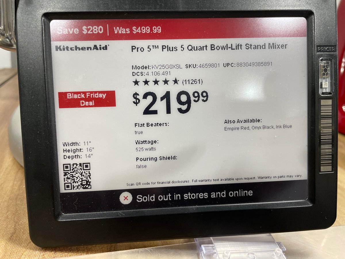 MrTonyStewart's tweet photo. @BestBuy Sketchy advertising of the Black Friday Pro Kitchen Aid mixer for $219; you had a VERY limited supply (if any) @ this price. Since you announced it, it hasn’t been in stock w/in 250 miles of DC, &amp; sold out in stores/online. Ur workers had no idea what 2 say. #BestBuyFail https://t.co/9TfIEHUclf