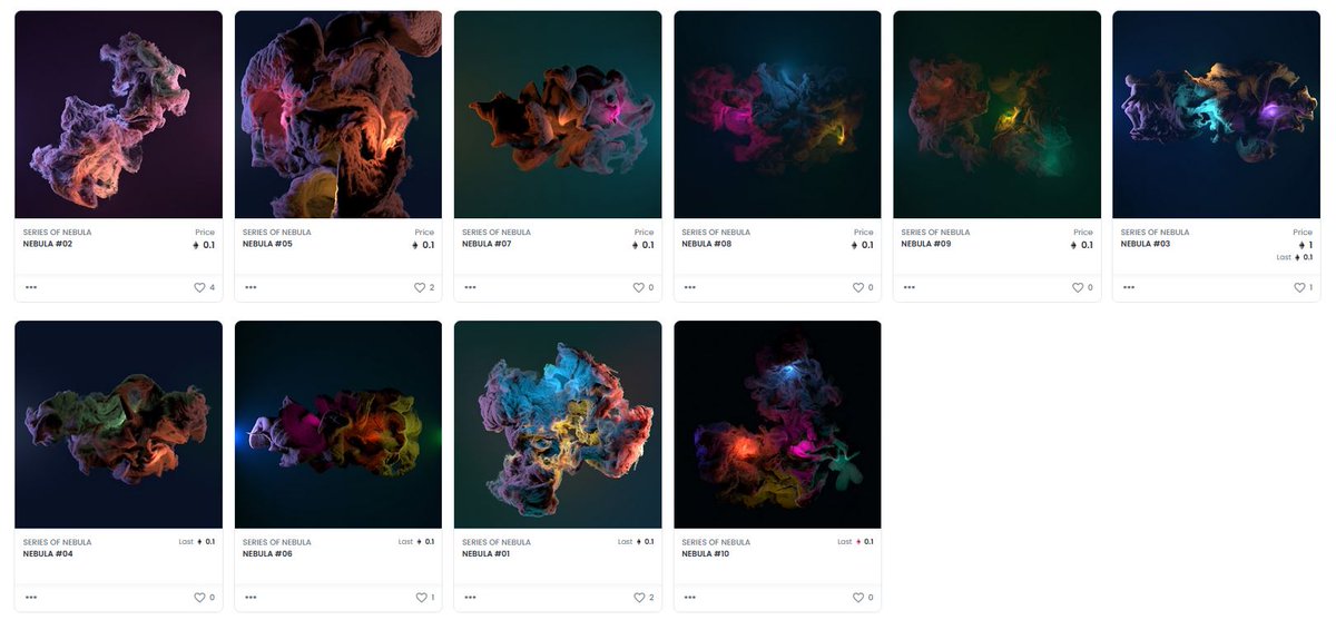 Nidhinmu's tweet photo. SERIES OF NEBULA  is available on @opensea 

Nebulae are made of dust and gases—mostly hydrogen and helium.
5 artworks sold 5 unsold artworks are waiting for new home..
floor price 0.1 ETH
https://t.co/sB737t2viv

#NFTCommunity #NFTs #NFTMalayali #NFTartist #nftcollectors https://t.co/wIYjGNAgQl