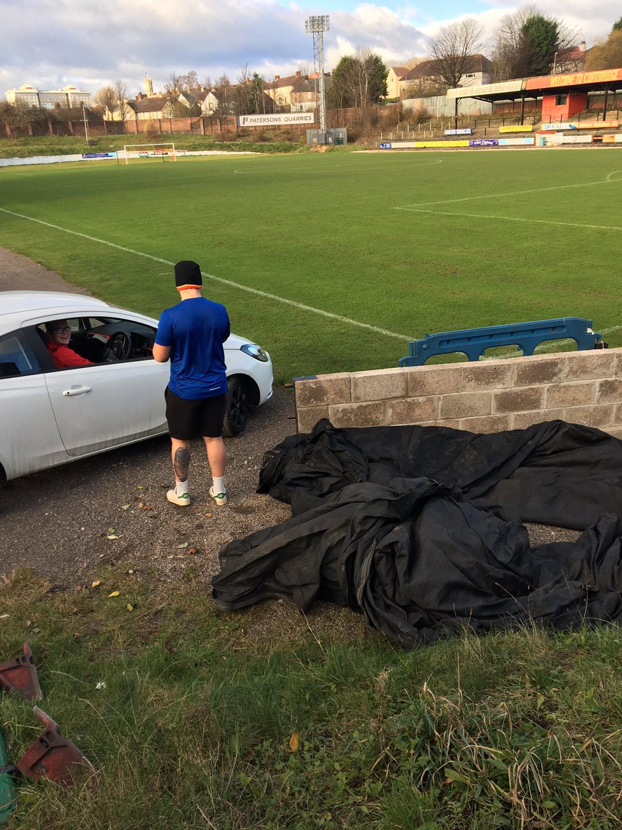 Getting the frost covers down for next weeks game. <a href="/albionrovers/">Albion Rovers FC</a>