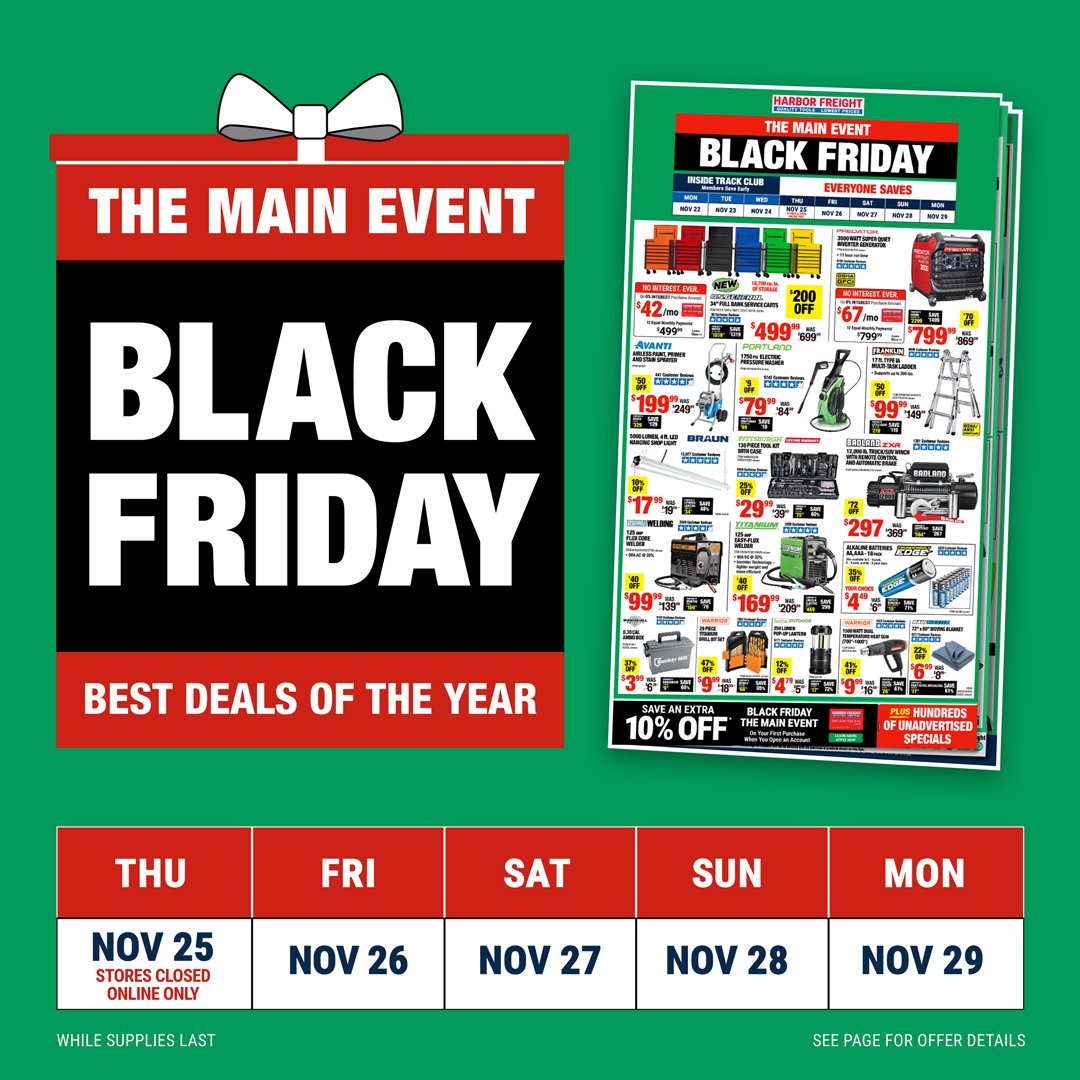 Harbor Freight on Twitter "Black Friday is ON all weekend long! Shop