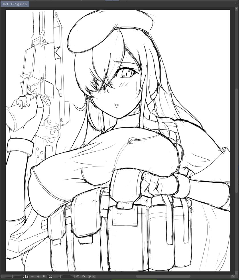 Sumi_ojie's tweet photo. ドルフロ　G36C
ラフ絵 https://t.co/YagJGKyyHG