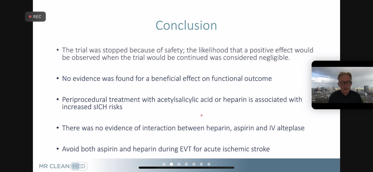 Manon Kappelhof (@manonkappelhof) on Twitter photo Prof. Diederik Dippel presented the results of the MR CLEAN MED trial. Clear conclusion: avoid both aspirin and heparin during EVT for acute ischemic stroke. A good example of the importance of interim analyses by a strong DSMB! <a href="/ESOstroke/">European Stroke Org</a> @Ellis_van_Etten #GSSW #MRCLEAN Prof. Diederik Dippel presented the results of the MR CLEAN MED trial. Clear conclusion: avoid both aspirin and heparin during EVT for acute ischemic stroke. A good example of the importance of interim analyses by a strong DSMB! <a href="/ESOstroke/">European Stroke Org</a> @Ellis_van_Etten #GSSW #MRCLEAN