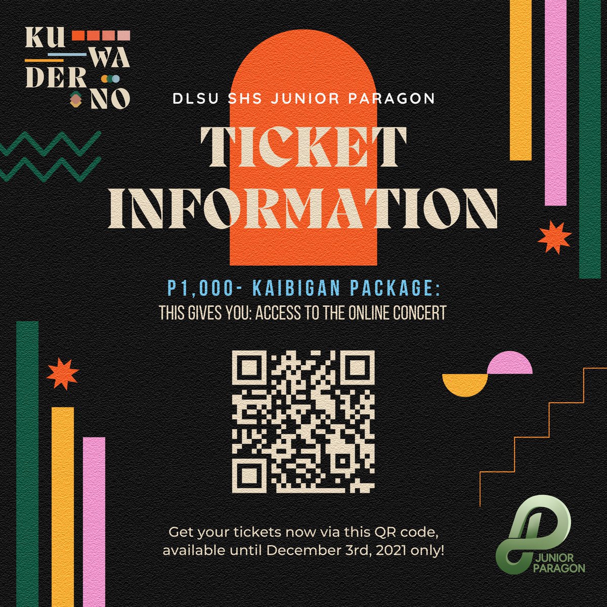 JuniorParagon's tweet photo. BEN&amp;BEN’s upcoming major concert – 𝗞𝘂𝘄𝗮𝗱𝗲𝗿𝗻𝗼: 𝗔𝗻 𝗢𝗻𝗹𝗶𝗻𝗲 𝗖𝗼𝗻𝗰𝗲𝗿𝘁.

🎟️ Grab your ticket for a cause from the DLSU SHS Junior Paragon NOW at: https://t.co/SDGCMJbZCm

(2/2) https://t.co/G0YmuiNiK8