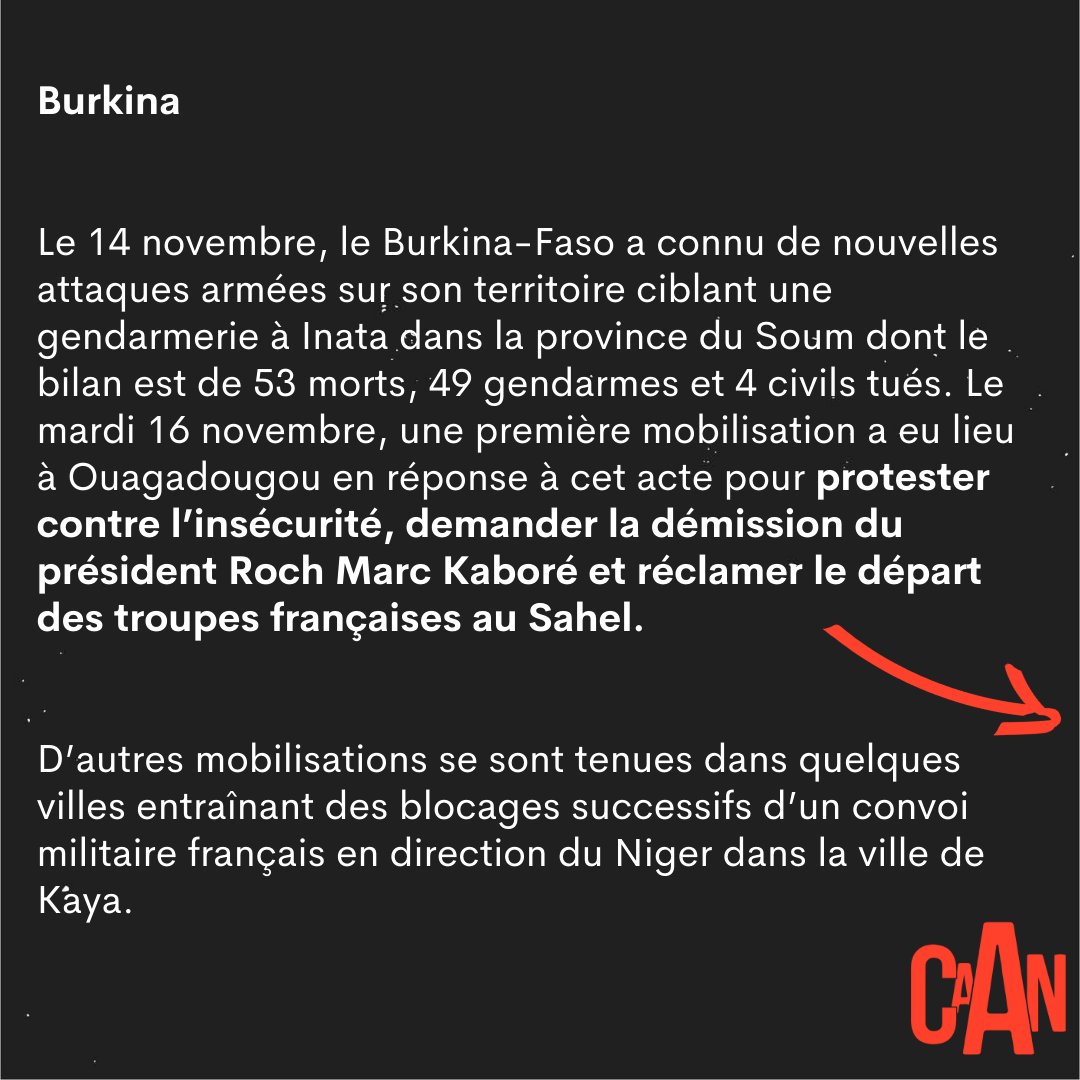 la__caan's tweet photo. #BurkinaFaso : Les mobilisation et l'action contre le convoi militaire français s’inscrit dans un contexte plus large de remise en cause de la présence militaire française au Sahel, de la françafrique. Nous soutenons les mobilisations en cours. https://t.co/3TzBmGcDDq