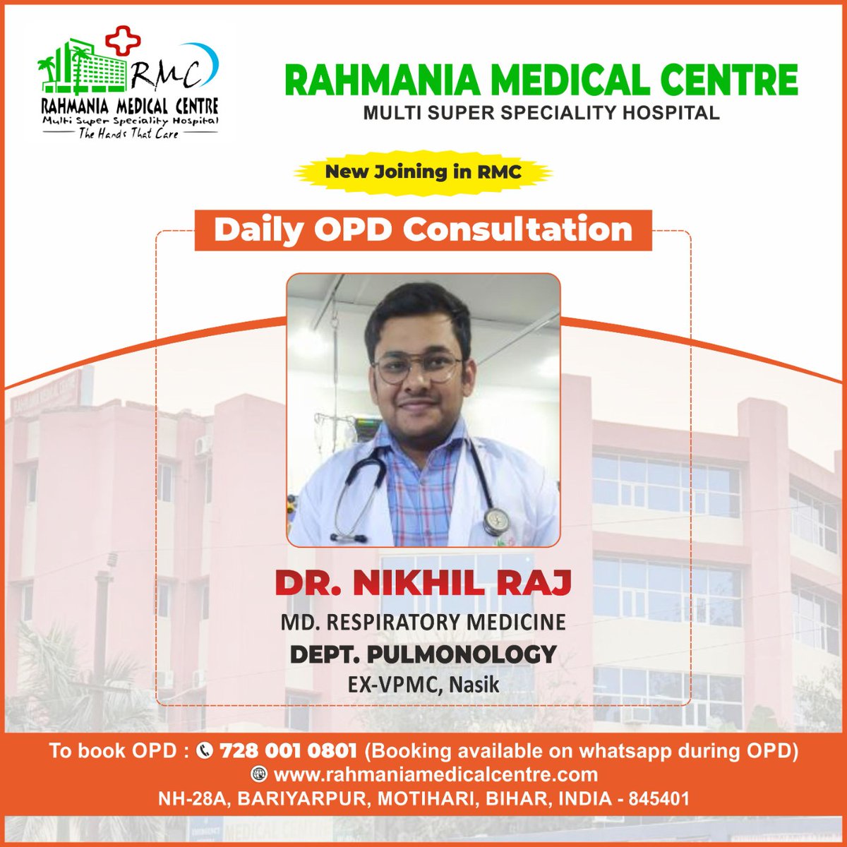 RahmaniaCentre's tweet photo. First time in Motihari Pulmonologist available @RahmaniaCentre. Get your chest related consultation today... https://t.co/WGL2EhYvSs