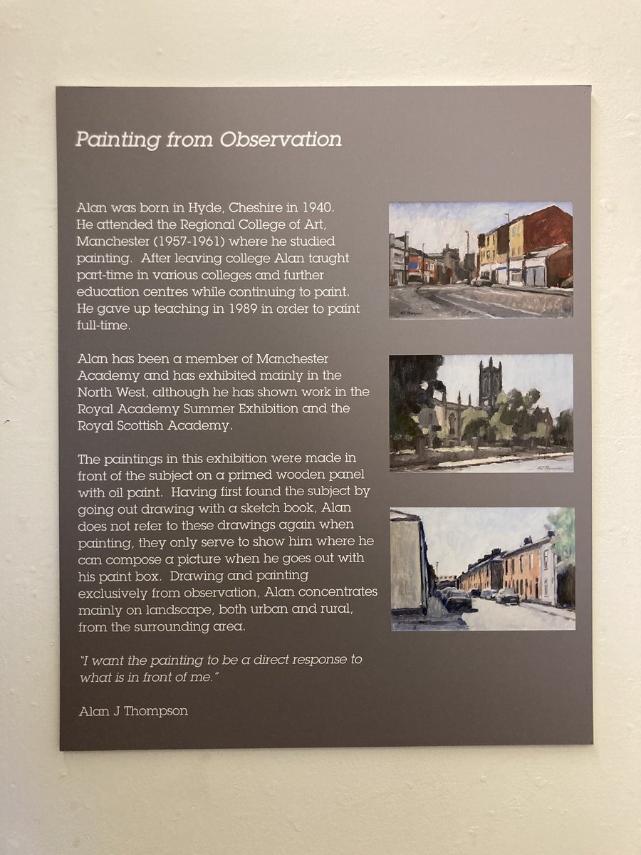 peterdavis_art's tweet photo. Just back from an inspirational talk by artist #AlanJThompson on ‘painting from observation’. His exhibition of plein air landscapes is on @StockportWMAG until 15th Jan 2022 - go see (it’s free)! 🎨🖼 https://t.co/XzAwEj68sd