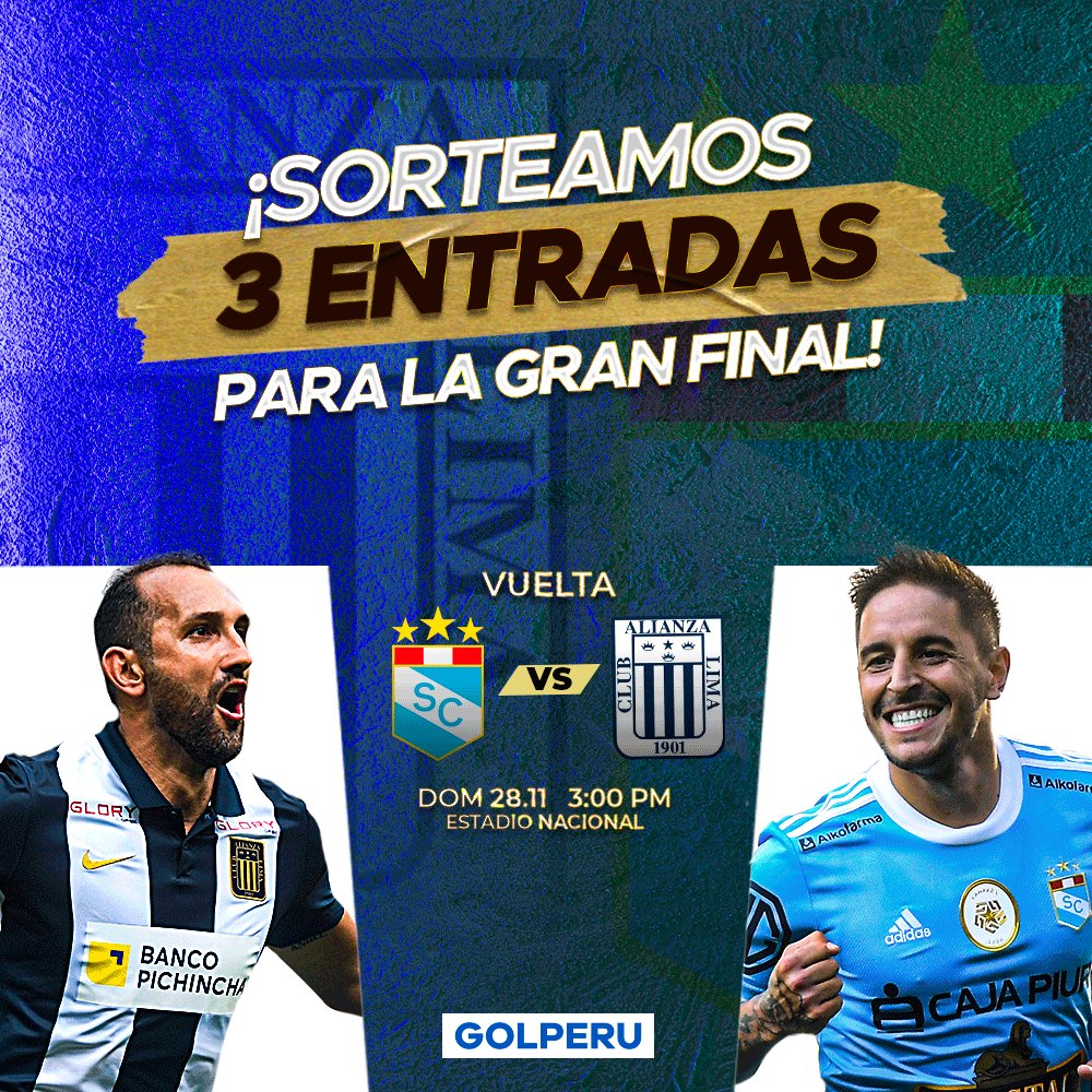 ¿QUIERES IR A LA FINAL? 🤩

Estamos sorteando tres entradas 🎁🎟️ para la vuelta ⚽️🔥 de #LAGRANFINALXGOLPERU 🏆🇵🇪 de este domingo 28.

Para participar:
1️⃣ Sigue a <a href="/GOLPERUoficial/">GOLPERU</a>.
2️⃣ Dale RT y me gusta a esta publicación.

📌 Anunciaremos a los ganadores hoy a las 10:00 PM.