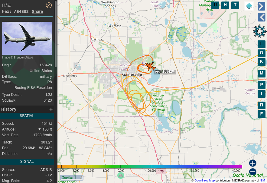 TheIntelFrog's tweet photo. P-8A Poseidon #AE4EB2 doing some laps at GNV this morning. https://t.co/CEPUpTFPGU