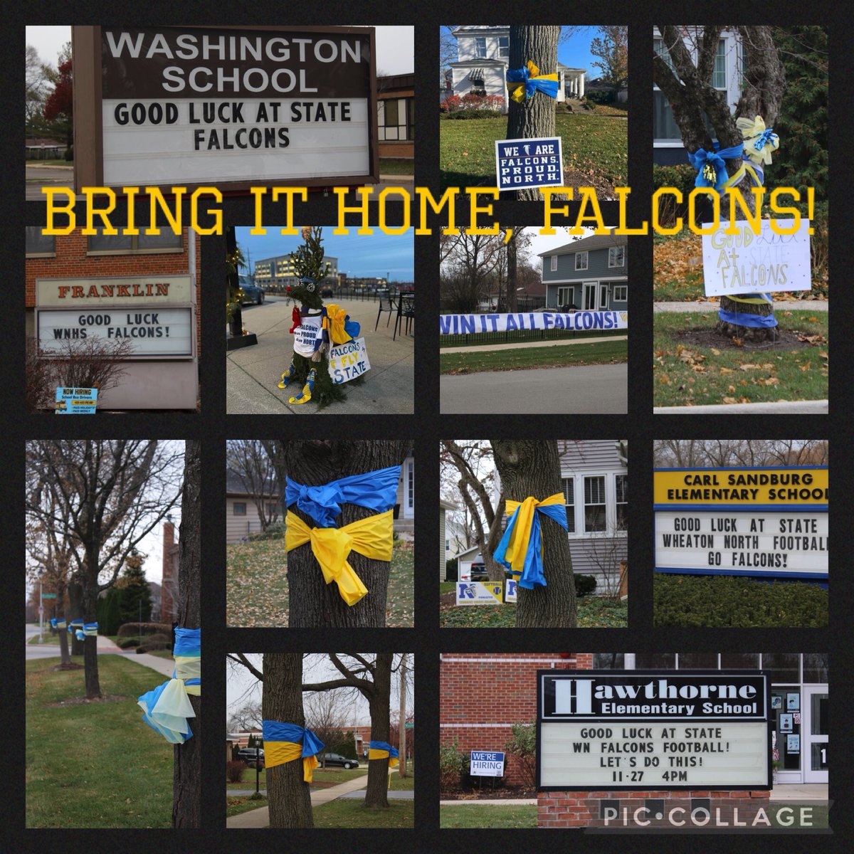 Let’s do this, Falcons! 💙💛🏈 All of Wheaton is cheering you on! #statechampionship <a href="/AthleticsWNHS/">WNHS Athletics</a> <a href="/WNcheerleading/">Wheaton North Cheerleading</a> <a href="/wnfalconfb/">WN Falcon Football ⚡️</a>