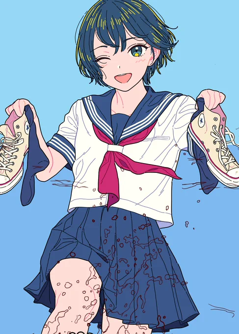 描き途中で放置したまま終わらなかった夏の絵でもアップロードするか… 
