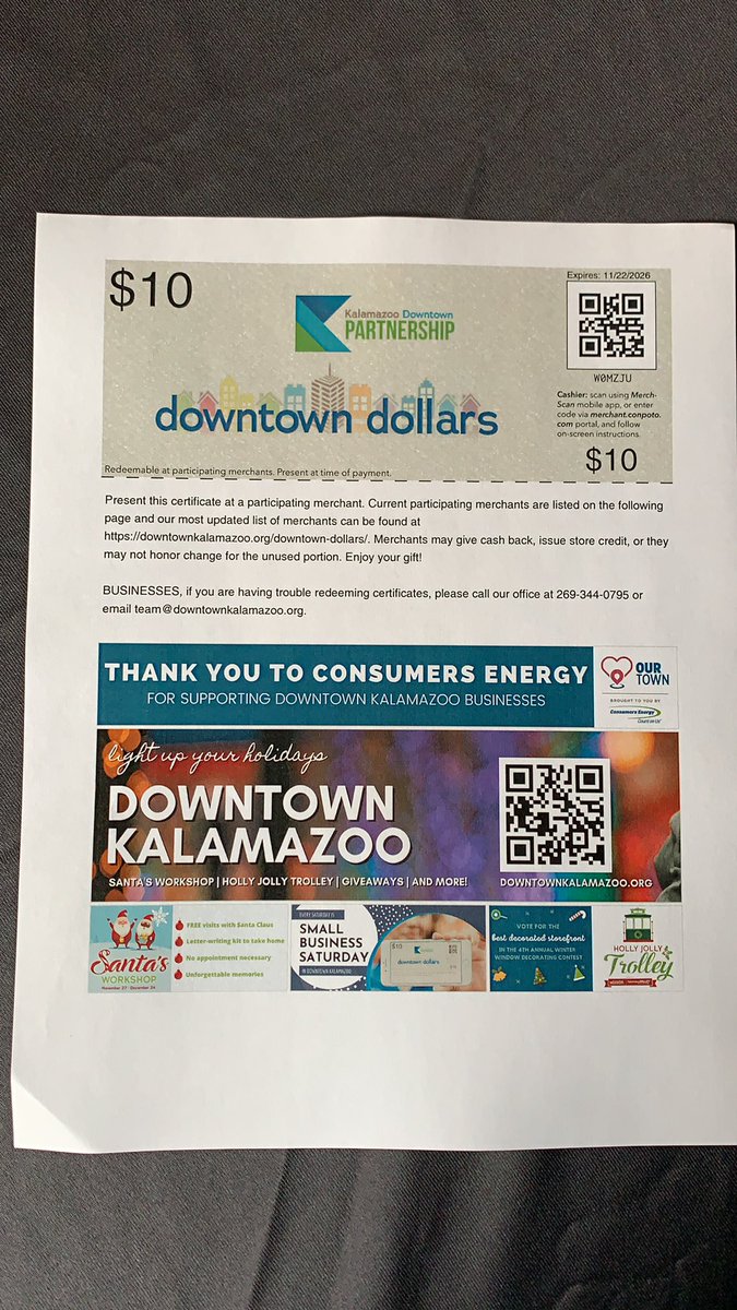 Get ‘me while their hot, $10 Downtown Dollars in <a href="/DwntwnKalamazoo/">Downtown Kalamazoo</a> today until 2. Saying thanks to our customers! <a href="/ConsumersEnergy/">Consumers Energy</a>