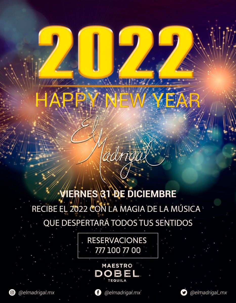 elmadrigal_mx's tweet photo. Te invitamos a recibir el año nuevo 2022 con una gran fiesta al estilo El Madrigal y la magia de la música que despertará todos tus sentidos

Reservaciones al (777)100 77 00
WhatsApp https://t.co/BaBjGeZa00

#ElMadrigal #AñoNuevo2022 #FiestadeFindeAño #Cena #Cuernavaca #Fiesta https://t.co/voLob2fnyz