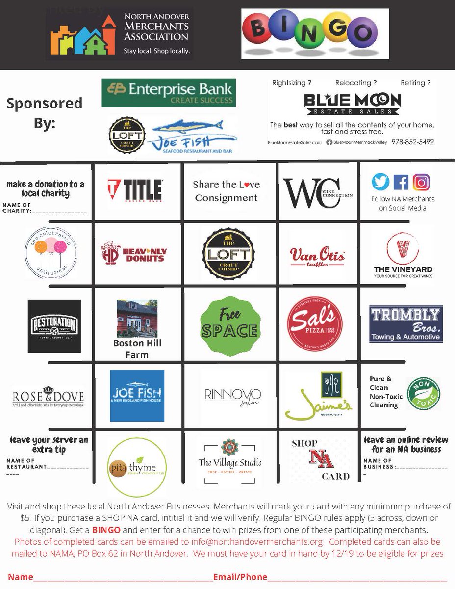 It's #smallbusinesssaturday and there is so much going on around town. One way to get out and shop today and this month is to play Merchant BINGO! It's easy, fun and a great way to support NA businesses. Print out a card and start shopping!