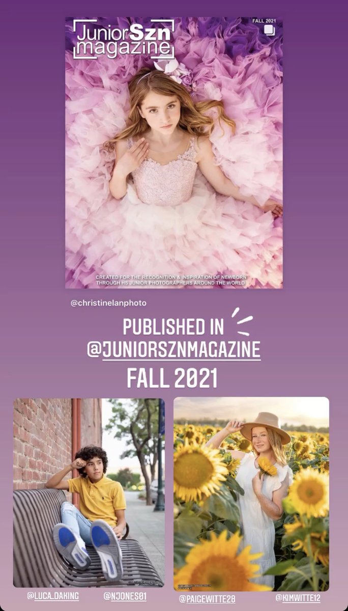 Two of my images got published in @juniorsznmagazine Fall 2021🙌🏻 

Congrats to Luka and Paige!
.
.
.
#christinelanphotographyteens #juniorsznmagazine #publishedmodel #teens #teenmodel #teenfashion #teenphotographer #teenphotography #modernteen #modernteenstyle