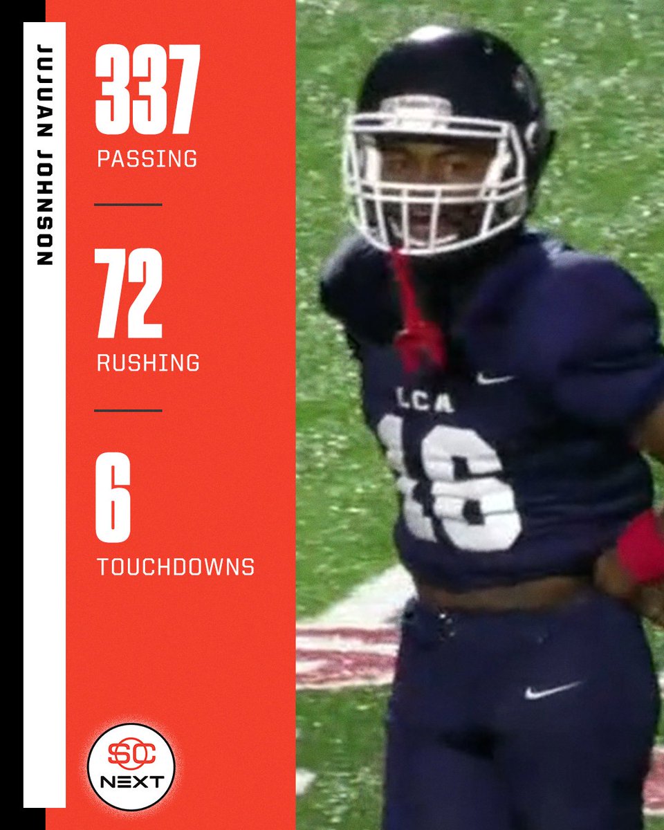 SCNext's tweet photo. Sophomore QB JuJuan Johnson exploded ending Newman (LA) state title hopes in a 49-7 victory last night 😳 https://t.co/ogTZcE0kca