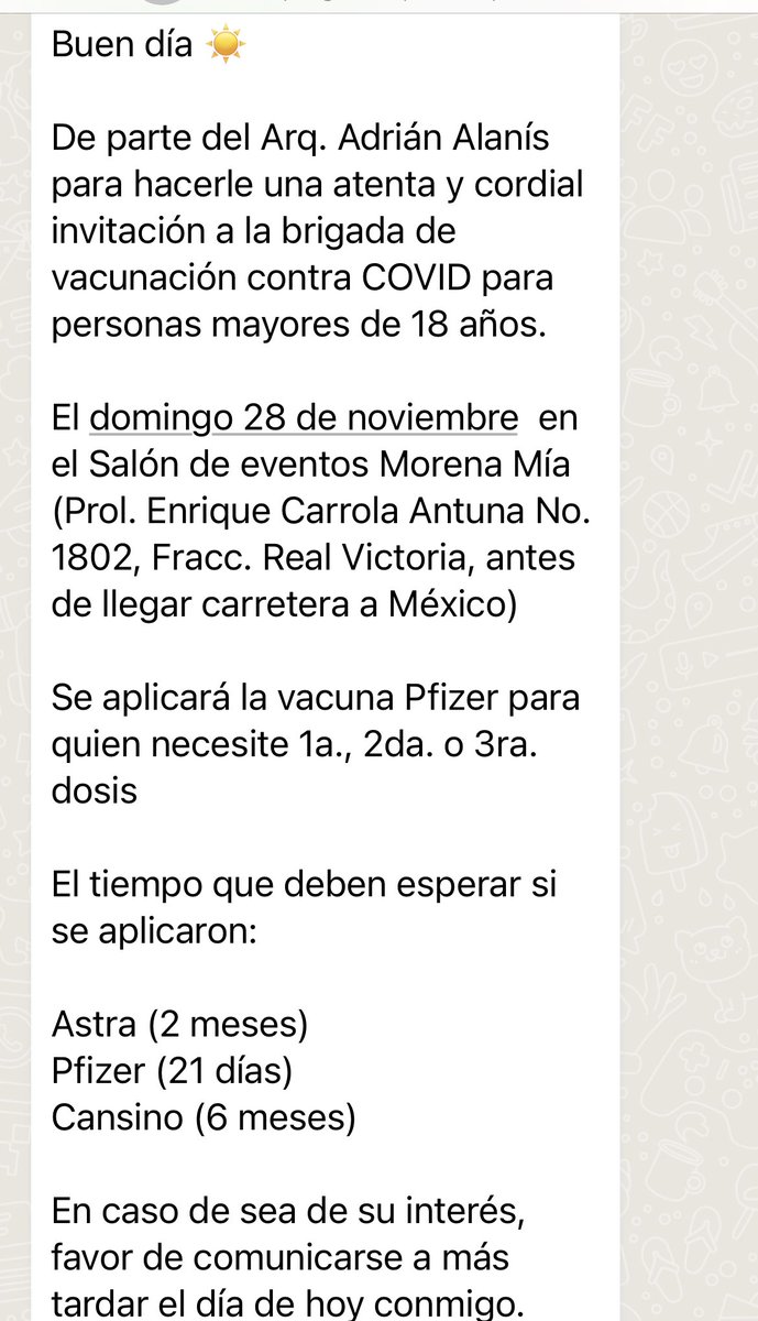 Hectorsoto8's tweet photo. Sr. Gobernador @AispuroDurango ¿Con quién se hacen las gestiones para tener acceso a vacunas #COVID19 e invitar a título personal  a vacunarse mañana a quien esté rezagado?  
Y más cuando de forma oficial hoy es fecha única🤦🏻‍♂️
@EnVivoDgo @EdgarMXGarfias  @bienestarmx @SSDurango https://t.co/nlNqPwnnbc