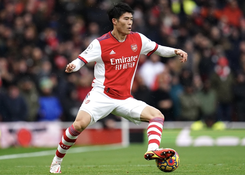 Squawka's tweet image. Takehiro Tomiyasu won 100% of his duels in the first half against Newcastle (4/4), while no Arsenal player made more tackles (2). 

He’s dealt well with Allan Saint-Maximin and also had three shots! 😀
