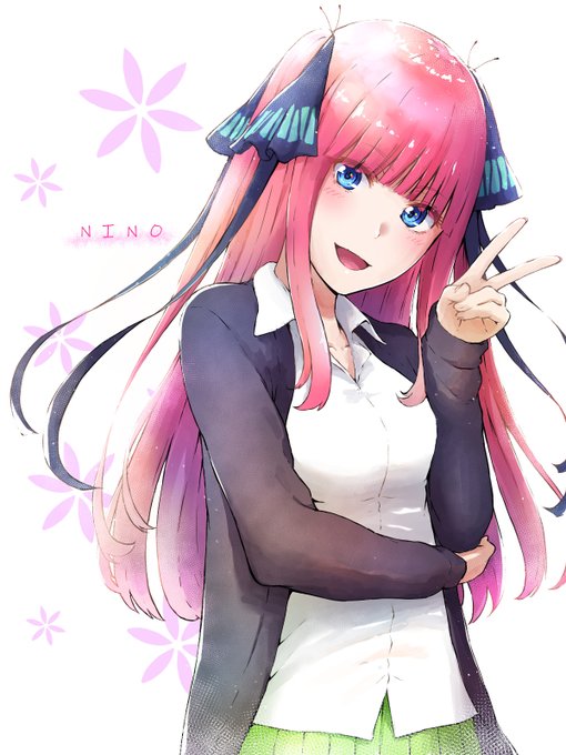 ゆっけ🍀絵・MV製作さんがTwitterに投稿した中野二乃(五等分の花嫁)のイラスト。