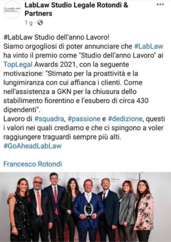 unpotoscano's tweet image. C'è chi viene premiato per aver ottenuto il licenziamento di 430 dipendenti, nel caso specifico quelli di #GKN. Un successone che #LabLaw probabilmente festeggerà con una cena a base di strenne a 32 carati e Champagne servito da cassintegrati a chiamata