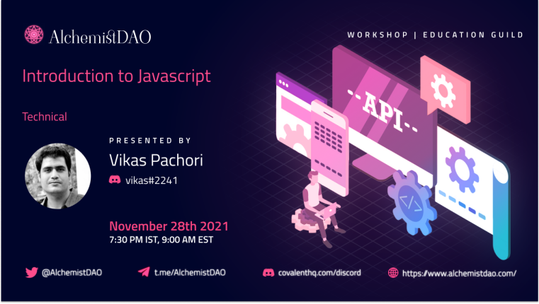 AlchemistProg's tweet photo. 1/ Drumroll Please!!!🥁

The Education Guild is here with yet another awesome workshop. 💥

Presenting our "Introduction to Javascript" workshop series.⚛️

👉"Part: 01" 👈

🗓️  28th Nov, 7:30 pm IST/9:00 AM EST

📲 https://t.co/GCRE6kWZUo https://t.co/jy576pbaOb