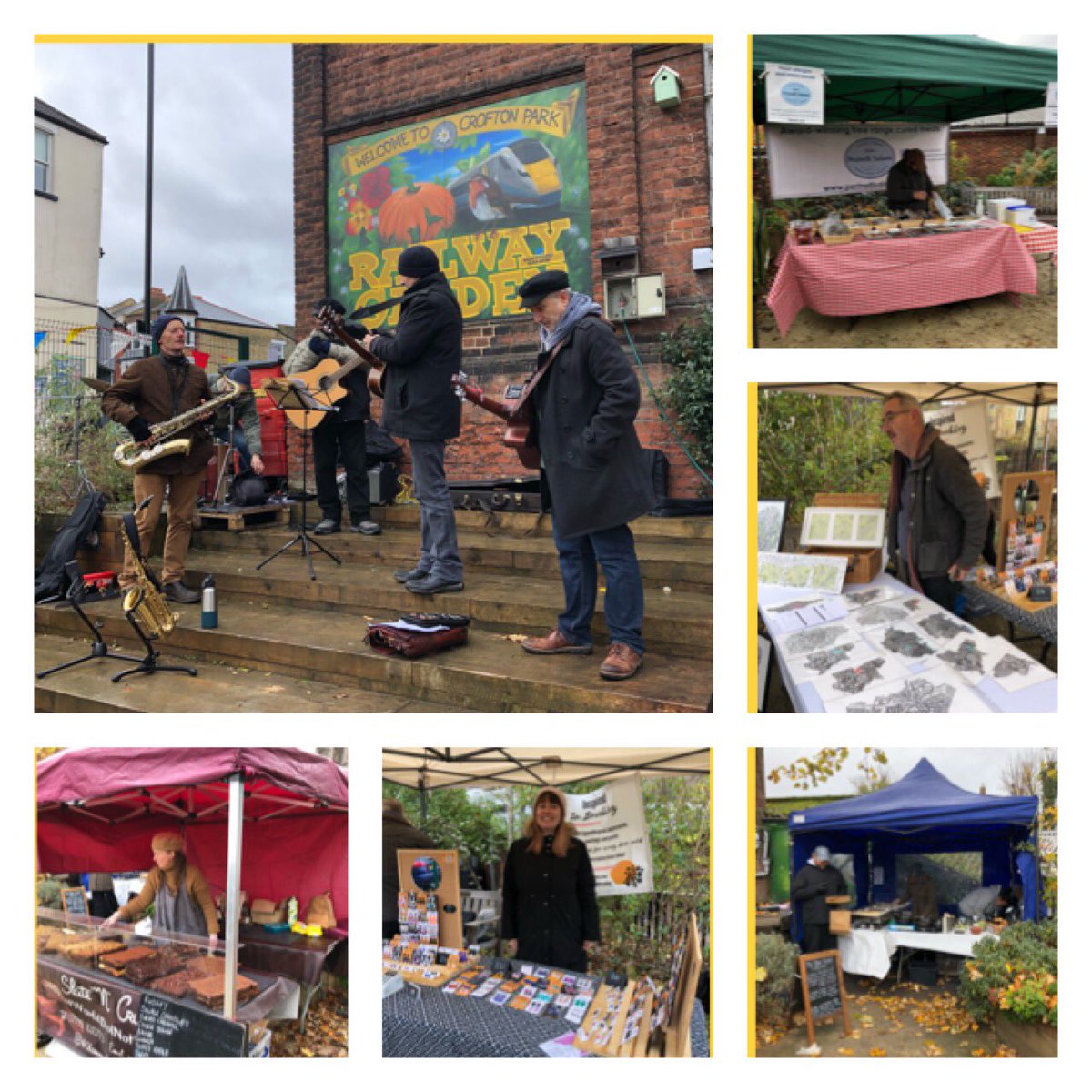 Great local band *The Pin Heads* 🎶🥁🎸🎷braving the weather &amp; playing at the Xmas market <a href="/CroftonGarden/">Crofton Park Railway Garden</a> 🤶🎄🍷🥧such a great atmosphere-Come down-all stalls here until 3pm #Community #LoveOurArea