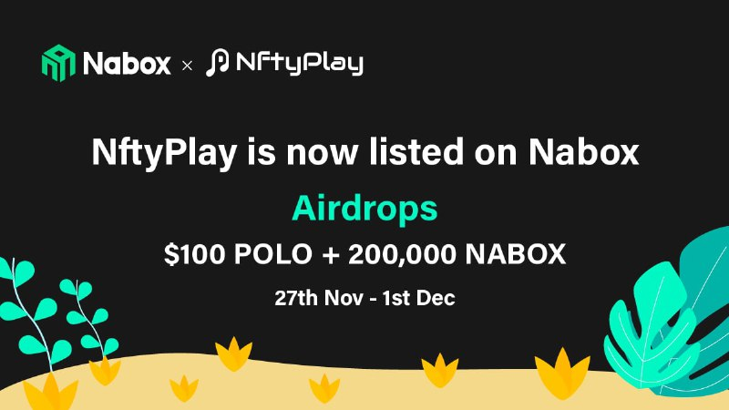 Nabox &amp; @NftyPlay Joint #Airdrop
🔥$100 POLO &amp; 200,000 $NABOX🔥
1️⃣Rt,♥️,@ 5 frds 
2️⃣Download 👉nabox.io
3️⃣Follow <a href="/naboxwallet/">Nabox</a>&amp; @NftyPlay 
4️⃣Join t.me/naboxcommunity &amp; t.me/NftyPlay
✍️form forms.gle/P8WgmHKX3mpAau…

#Airdrops #Giveaways #Nabox #NftyPlay