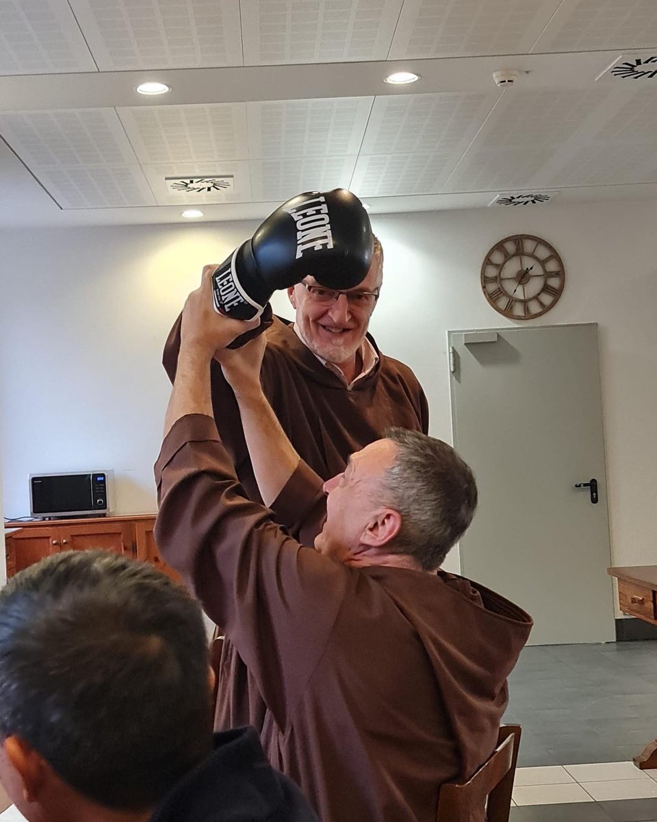 Our Capuchin General Minister today wishing one of the brothers a very happy name day!