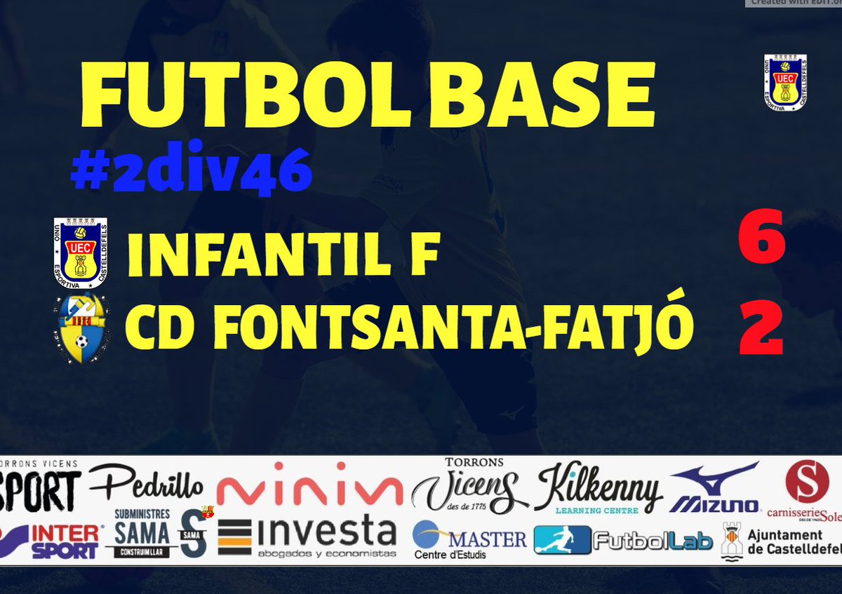uecastelldefels's tweet photo. #FutbolBaseUEC | 🟡🔵
✅ INFANTIL F - @CDFF1977: 6-2 (Joel Alarte 2, Fikry, Dani Toledo, Miguel Díaz Ocón, Arnau Correa)
#SomHiGrocs #2div46 #IF https://t.co/seC7R3x2IB