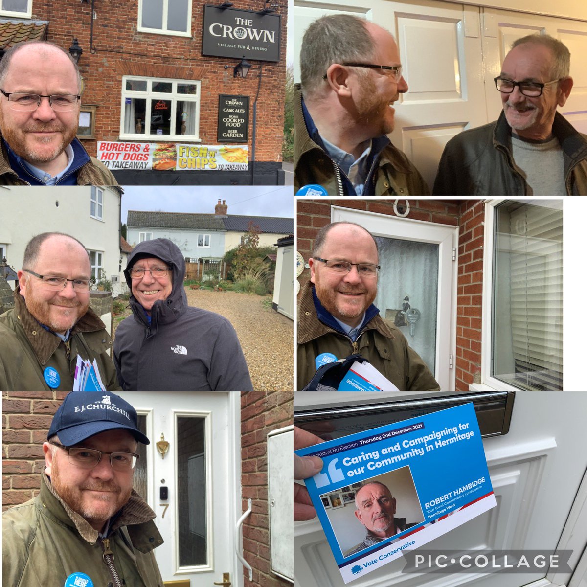 MPGeorgeFreeman's tweet photo. Blustery morning on the doorsteps of Colkirk this morning with Robert Hambridge, @MidMnca Candidate for @BreckCouncil, doing old fashioned politics: knocking &amp; chatting to local residents. Fortified by fantastic home-made sausage rolls at the Crown🥟🍺 https://t.co/98A0x1E2jF