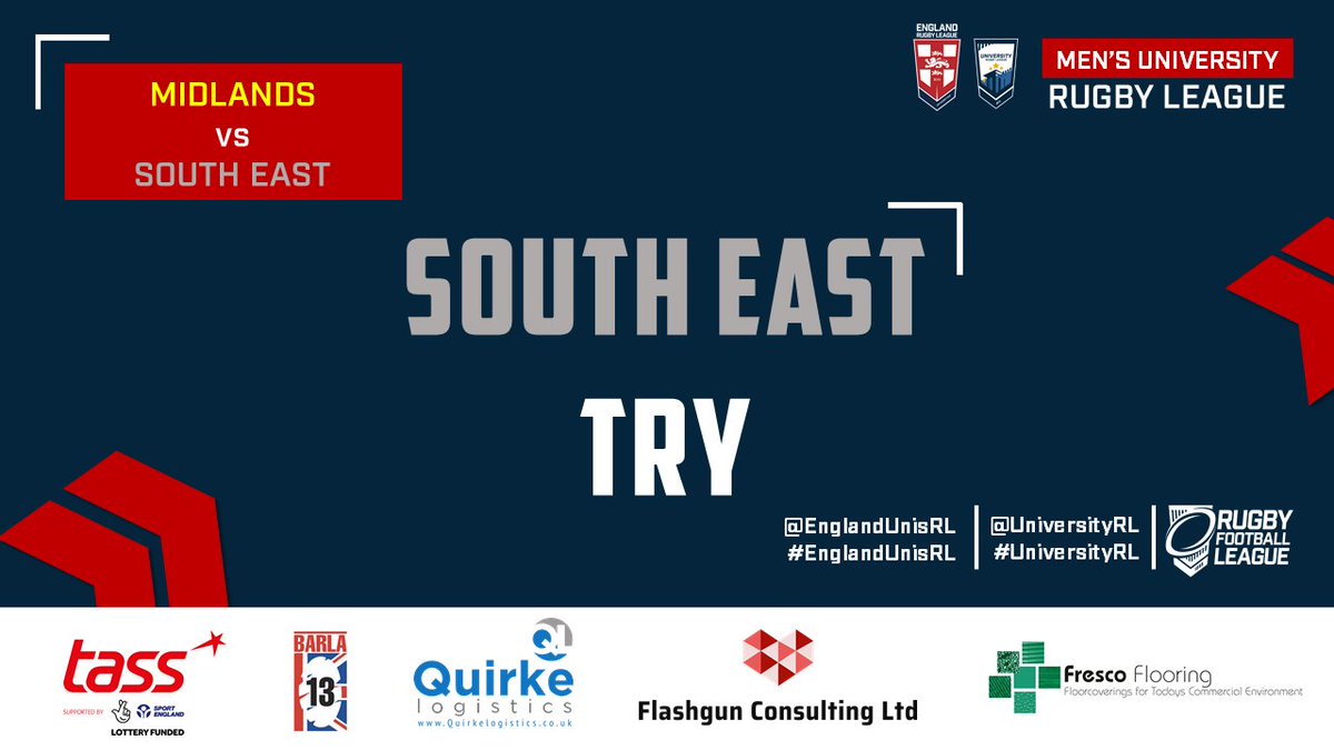 Midlands 🆚️ South East 🏴󠁧󠁢󠁥󠁮󠁧󠁿

41 Mins #12 Joel Aggus pounces on the loose ball to move South East ahead.

10-16

#EnglandUnisRL