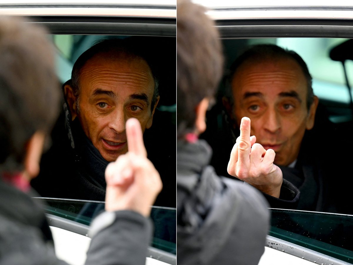 BFMTV's tweet photo. "Et bien profond": Zemmour conclut sa visite chahutée à Marseille par un échange de doigts d’honneur
https://t.co/g8sAmacjiD https://t.co/cuKqwBajzB