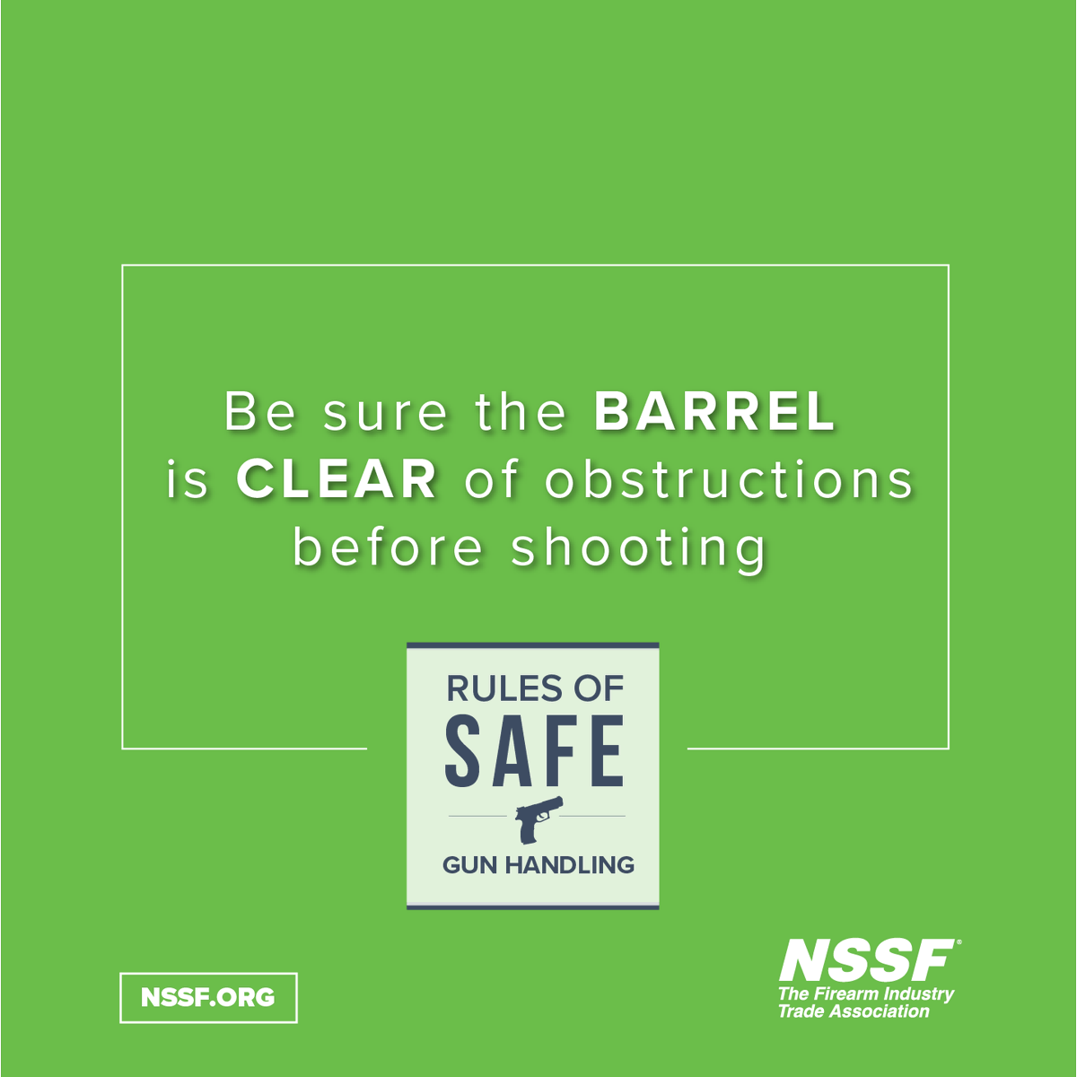 MiaAnstine's tweet photo. Be sure the barrel is clear of obstructions before firing. Also, don't look down your barrel; NEVER point your gun at anything you don't intend to destroy.

#GunOwnersCare #SafetyFirst #SafeSaturday #FourRules #NSSF #KnowledgeisPower #ShareIt #ShootSafe https://t.co/YBYJsWGvLP