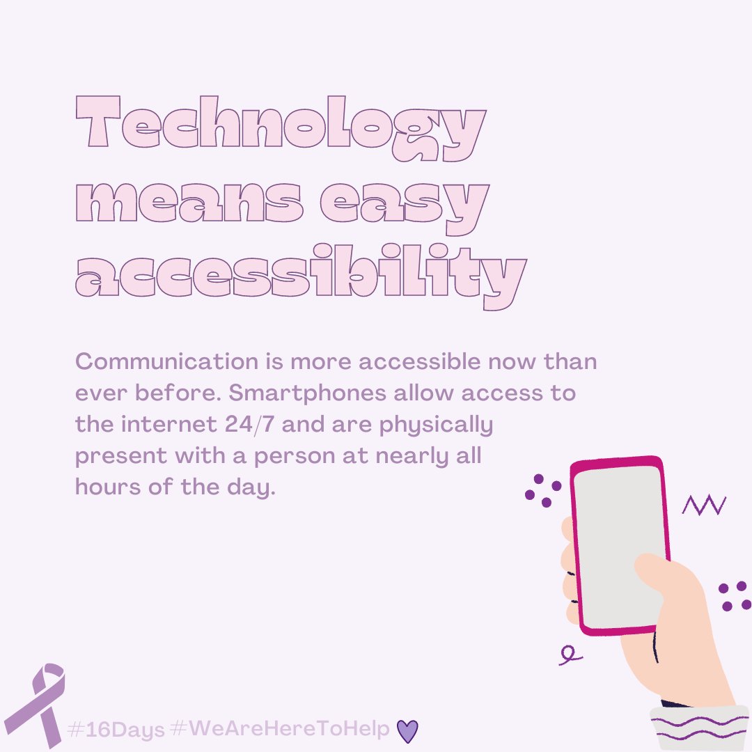 Devices and software are often used by perpetrators of domestic violence and their peers to escalate and amplify abuse.

Does this sound familiar? We are here to help 💜
After hours please call or text 1.855.225.0220.

#16Days #16DaysofActivism