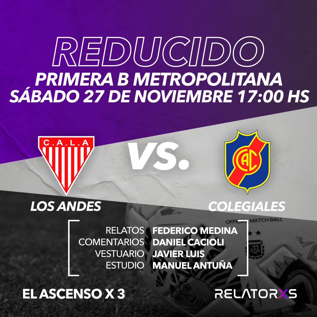 ElAscensox3's tweet photo. 🟥HOY Sábado

🕒15 Horas
⚽️ La Previa del Ascenso

🕒17 Horas
✅#LosAndes 🆚 #Colegiales
🏆#PrimeraB

🕒19 Horas
✅#Quilmes 🆚 #Moron
🏆#PrimeraNacional

📲Escuchalo por @Relatoresconvos 
🖥️https://t.co/30QjvUgmFF
📻 Por AM 1030 @RadioDelPlata 

👤@DanielCacioli https://t.co/zl9JjBxlwy