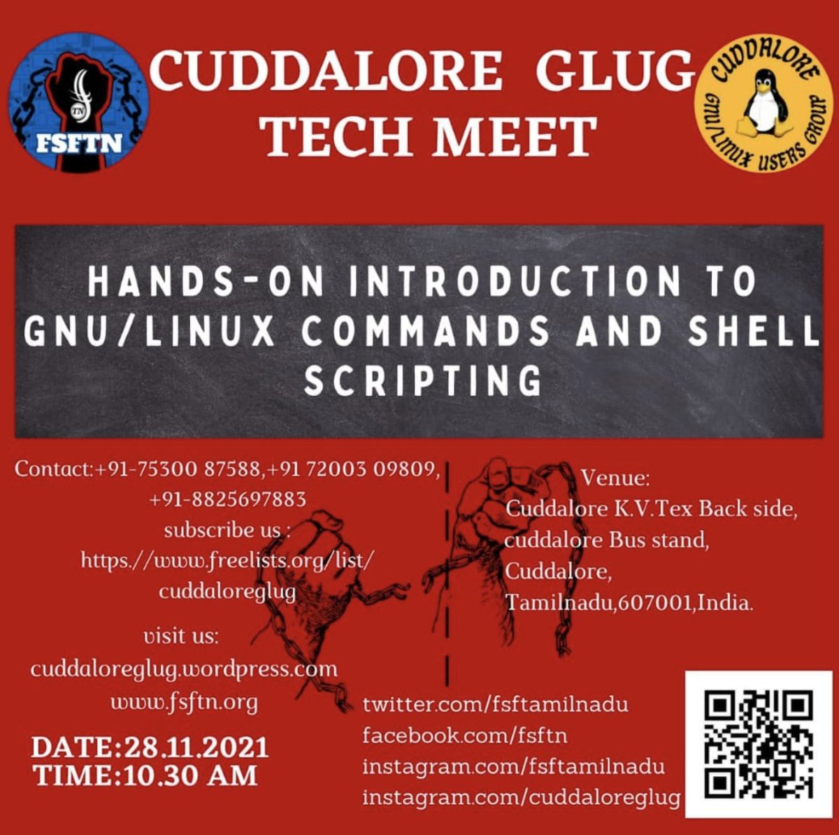 FSFTamilnadu's tweet image. இந்த வாரம் "GNU/Linux Commands &amp;amp; Shell Scripting" அறிமுக கூட்டம் கடலூரில் நடைபெறவுள்ளது.

விருப்பமுள்ளவர்கள் கலந்துகொள்ளவும்! பகிரவும்!

#FSFTN #CuddaloreGLUG #GNULinux #FOSSTamil