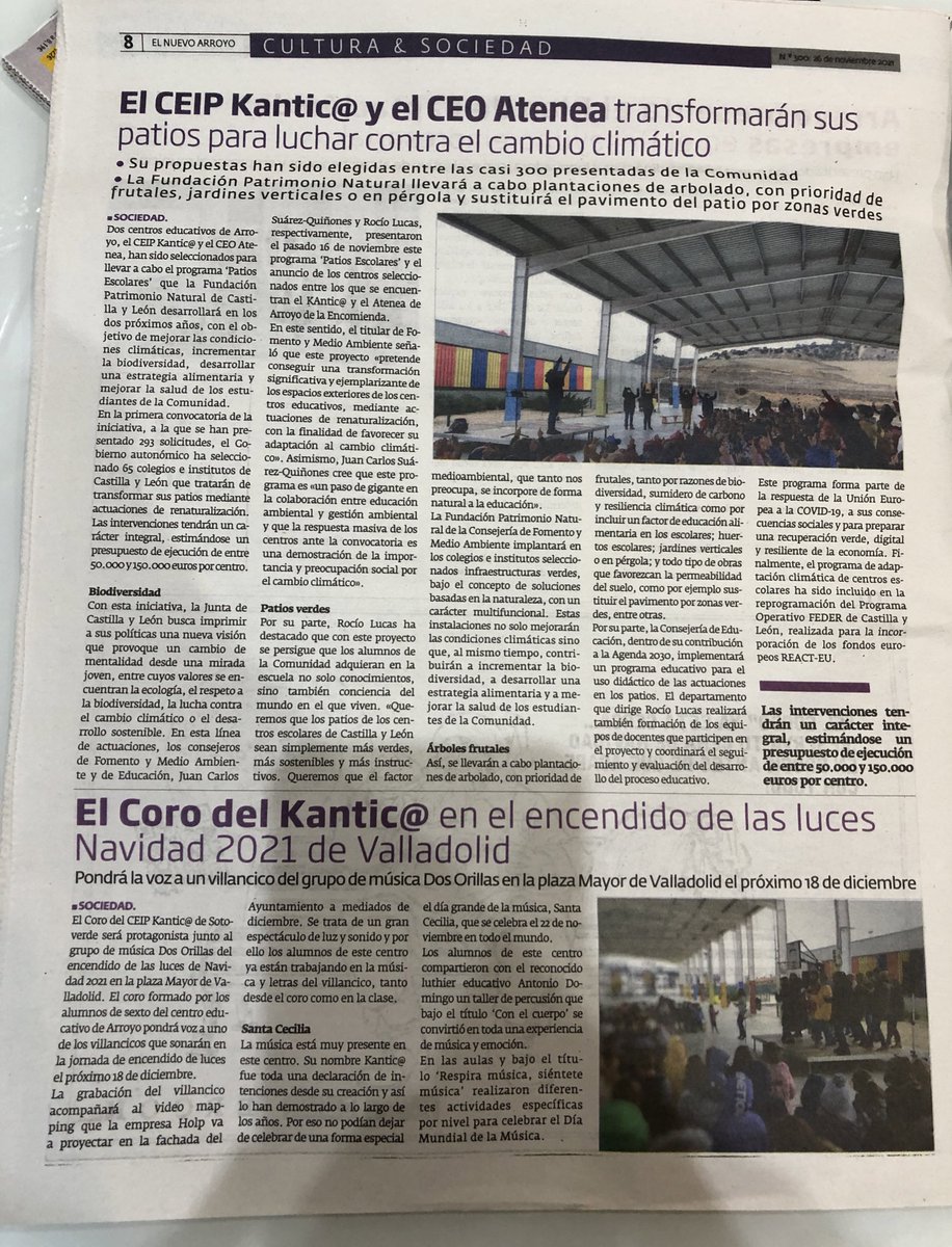 Orgullosos de toda la comunidad educativa del Kantic@ por crecer juntos 🌿 y que no dejemos seguir dando pasos ❤️🤝 <a href="/educacyl/">Educación JCyL</a> <a href="/AytoArroyo/">Ayuntamiento de Arroyo de la Encomienda</a> <a href="/patrimonionat/">Fundación Patrimonio Natural</a> <a href="/AMPAKantica/">AMPA Kantic@</a> <a href="/dos_orillas/">Dos Orillas</a>