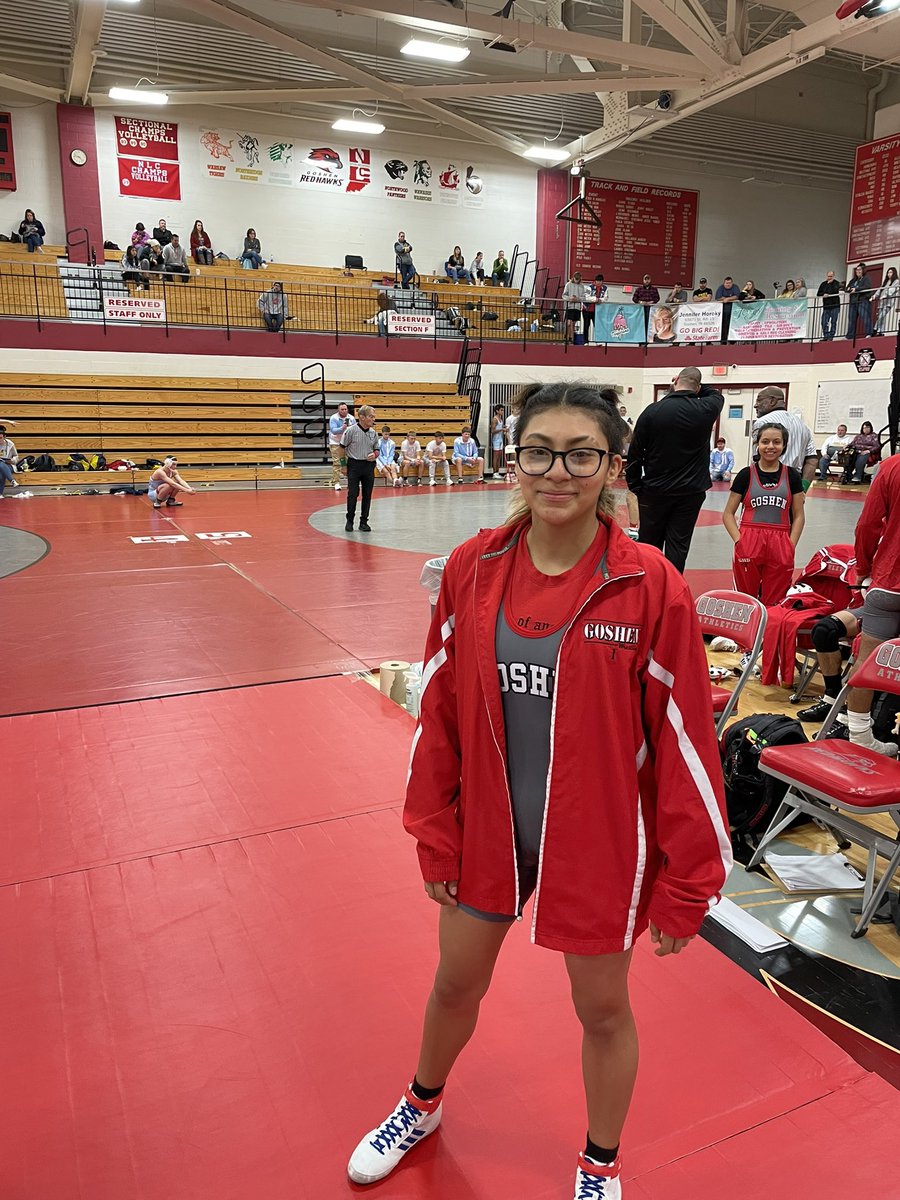 Congratulations to Samatha Rescalvo for being the first Goshen girl to record a pin in a varsity match! #thissportisforeveryone