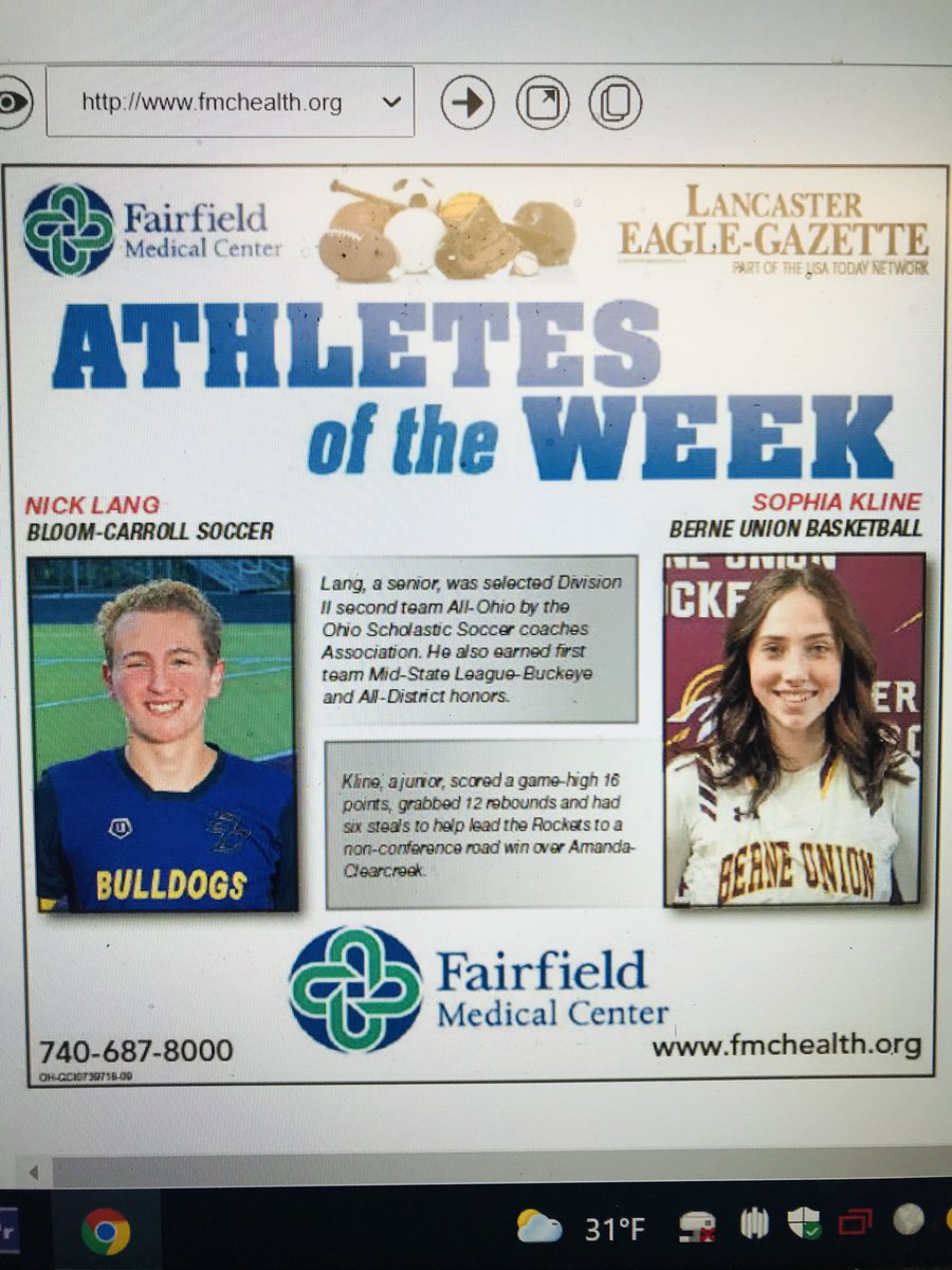 twil2323's tweet photo. Eagle-Gazette Athletes of the Week: Bloom-Carroll’s Nick Lang and Berne Union’s Sophia Kline. ⁦@BCBulldogsports⁩ ⁦@sophiakline_10⁩ ⁦@D_SNIVELY⁩ https://t.co/cKsPSsgHyA