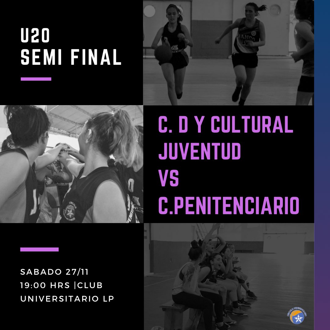 SEMI FINALES 🏀🙋🏽‍♀️! 

Nuestras menores hoy juegan la SEMI 🙌🏽😆. 
Enfrentan a <a href="/juventudlpclub/">Club Juventud LP</a> 19:00hrs, el encuentro es en el club <a href="/CULPBasquet/">Universitario Básquet</a>   

Los esperamos a todxs para alentar a nuestras pibitas 💪🏽🏀! 
Vamos las pibitas 🙋🏽‍♀️. 
Vamos Bafitas 🏀. 

#bafitas💓 #cirpenlp🏀 #cplp💙