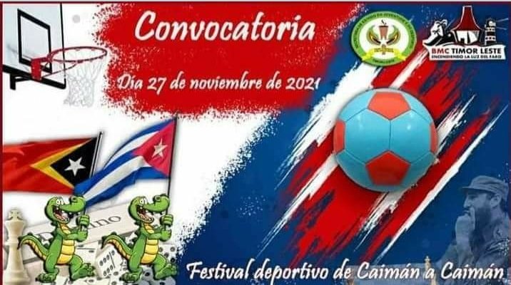CubacooperaTl's tweet photo. Colaboradores #BMCTimorLeste Festival deportivo “De caimán a caimán”.Homenaje a #FidelYLaColaboración Tibuto a 8 estudiantes de Medicina,al 46 Aniversario Proclamación Independencia de Timor #CubaCoopera #CubaVive #FidelViveCubaSigue @PresidenciaCuba @PardoRegla @unidad_central https://t.co/gImfZ3ommn