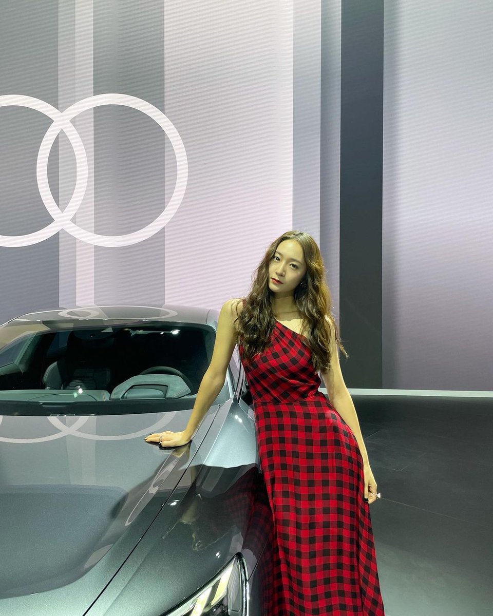 ksystaljung's tweet photo. Is sure to turn heads, the gingham patterned red dress with it's off-shoulder lining on the top and black to add the depth between the daring red. Pretty much perfect for my recent big event with Audi 📸 https://t.co/YIYJh0tNzB
