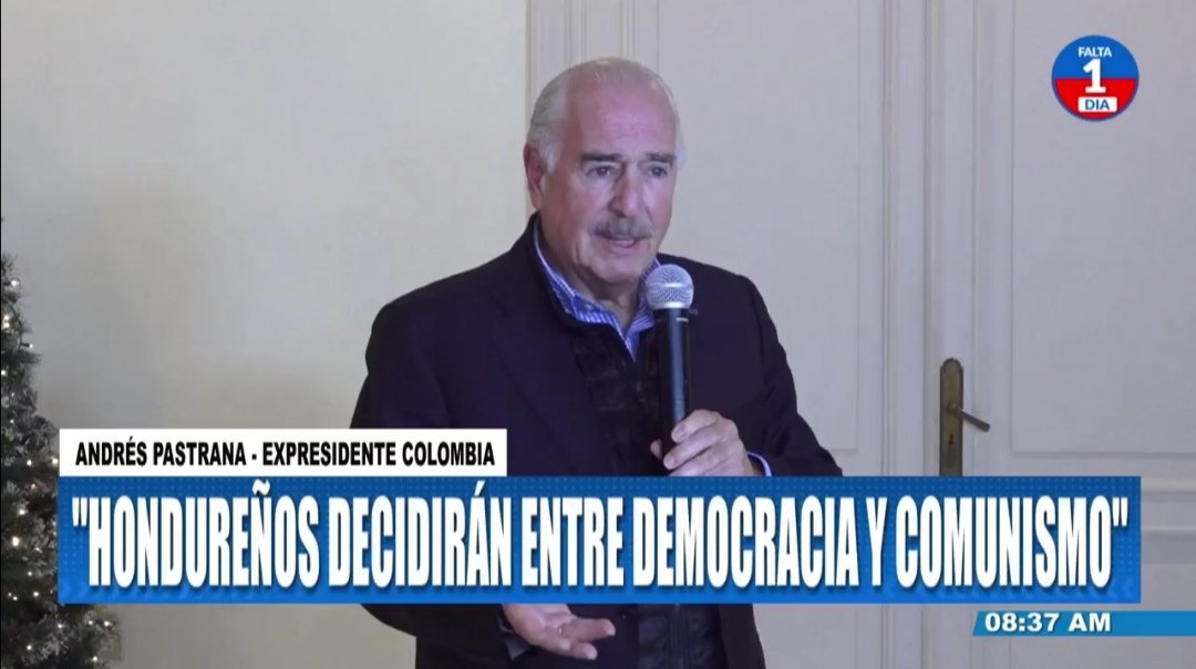 #QhuboTV | "Hondureños decidirán entre democracia y comunismo" afirma el expresidente de Colombia <a href="/AndresPastrana_/">Andrés Pastrana A</a>.