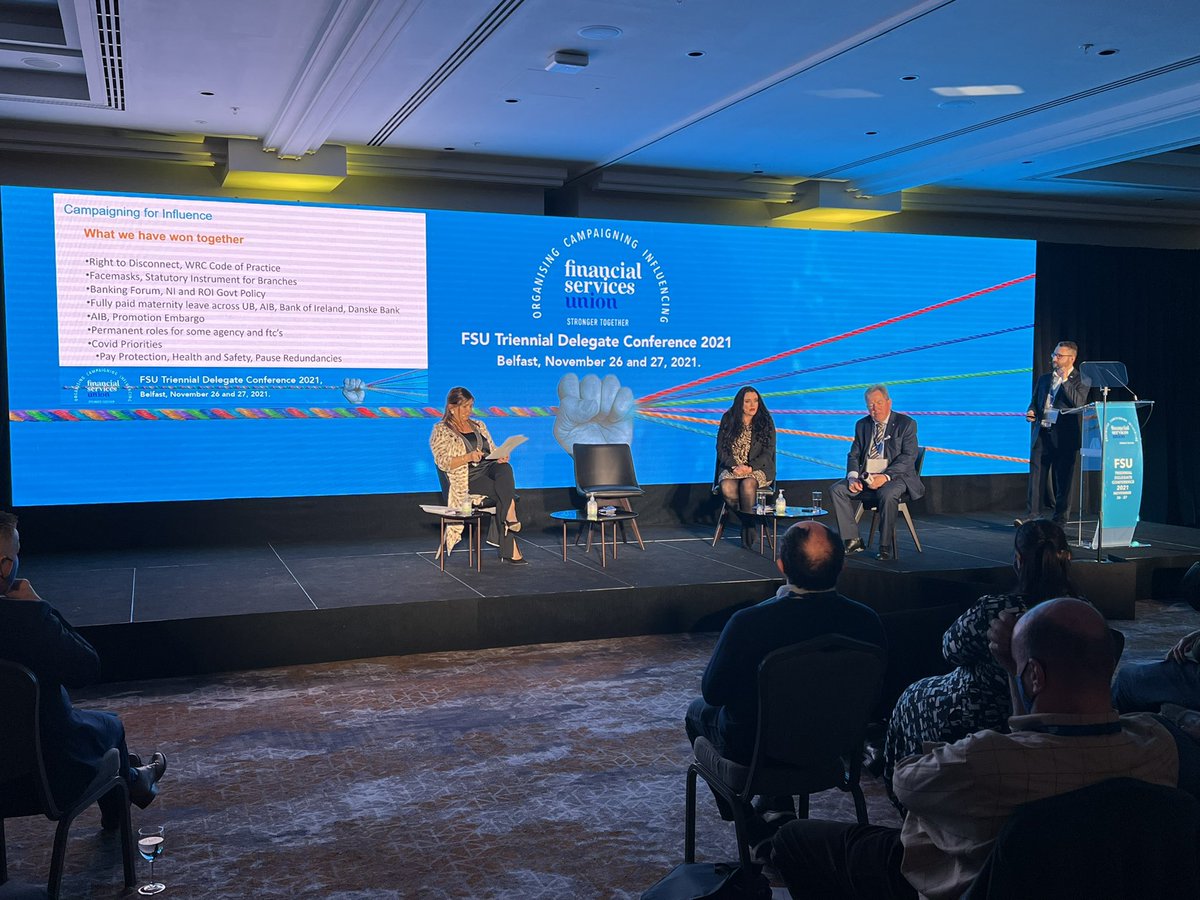 fsuireland's tweet image. Our final discussion panel of #FSU2021 features 3 of our senior industrial relations officers on ‘Campaigning for Influence’. Mandy La Combre, Billy Barrett and Gareth Murphy.