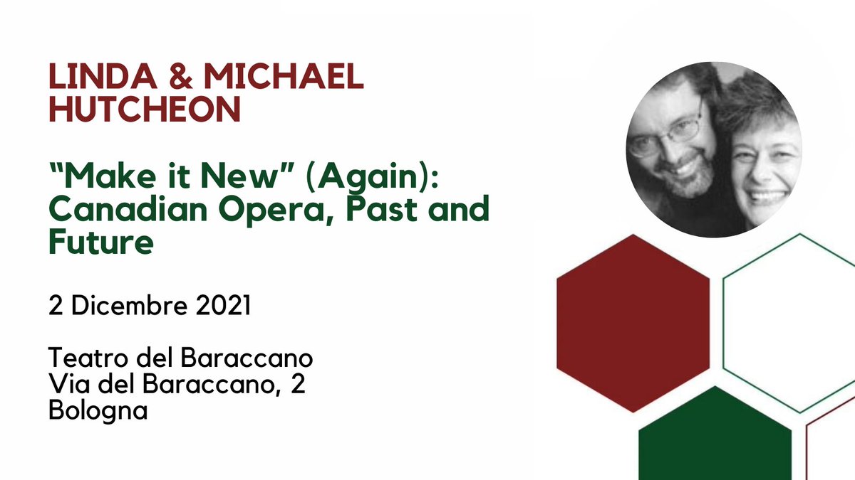 ACanadesi's tweet photo. 📌Venite a scoprire di più sui nostri #GuestSpeakers
📌Learn more about our #GuestSpeakers
📌Venez edécouvrir plus sur nos #conférenciers

Linda and Michael Hutcheon explore how opera brings the Italian past and the Canadian present together. https://t.co/xCbM7IvYj4