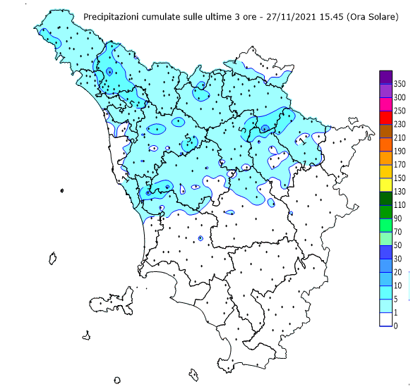 amtoscana's tweet photo. Monitoraggio precipitazioni Toscana - #allertameteoTOS - 27/11/2021 16:00 - CFR Toscana - https://t.co/5aPOs6e8om https://t.co/JxNShnSJCV