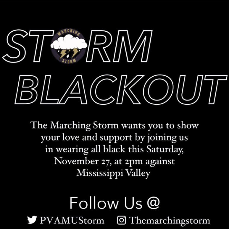PVAMUGMC's tweet photo. GMC 📣 stands with the Storm⛈ We love the Marching Storm ⛈💜💛  #savethestorm #pvamu #Pvnation‼️‼️‼️ https://t.co/ahFkuc3qiA