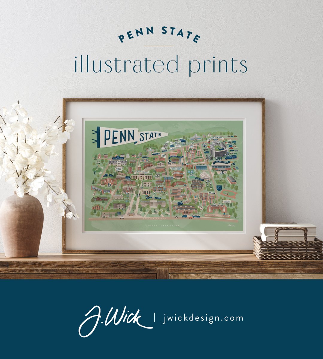 jwickdesign's tweet photo. Need a new gift idea for your favorite Penn Stater?  Use the code SAVE20 to get 20% your order on everything in the shop.  https://t.co/NPT1anOFaH
#WeAre #PennState #PennStateart #PennStategifts #JenniferWick #JWickDesign #ShopSmall https://t.co/DqIo2Jgx4l
